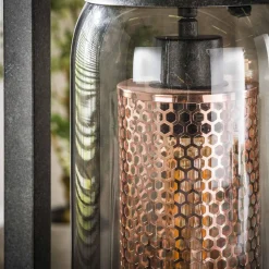 WoonStijl Vloerlamp 4L tower smoke glas-geperforeerd staal New