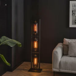 WoonStijl Vloerlamp 3L tower smoke glas-geperforeerd staal Clearance
