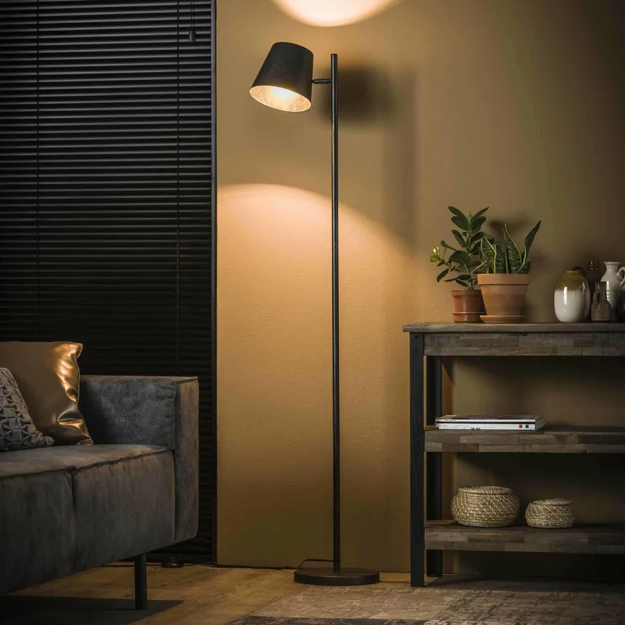WoonStijl Vloerlamp 1L verstelbare metalen kap / Charcoal Best
