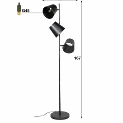 WoonStijl Vloerlamp 3x Kinetic / Charcoal Hot
