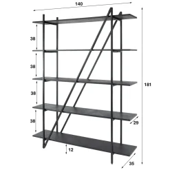 WoonStijl Wandrek 140cm 5 laags Piega Grijs Clearance