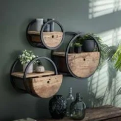 WoonStijl Wandschap circular Ø30 met lade / Robuust hardhout Hot