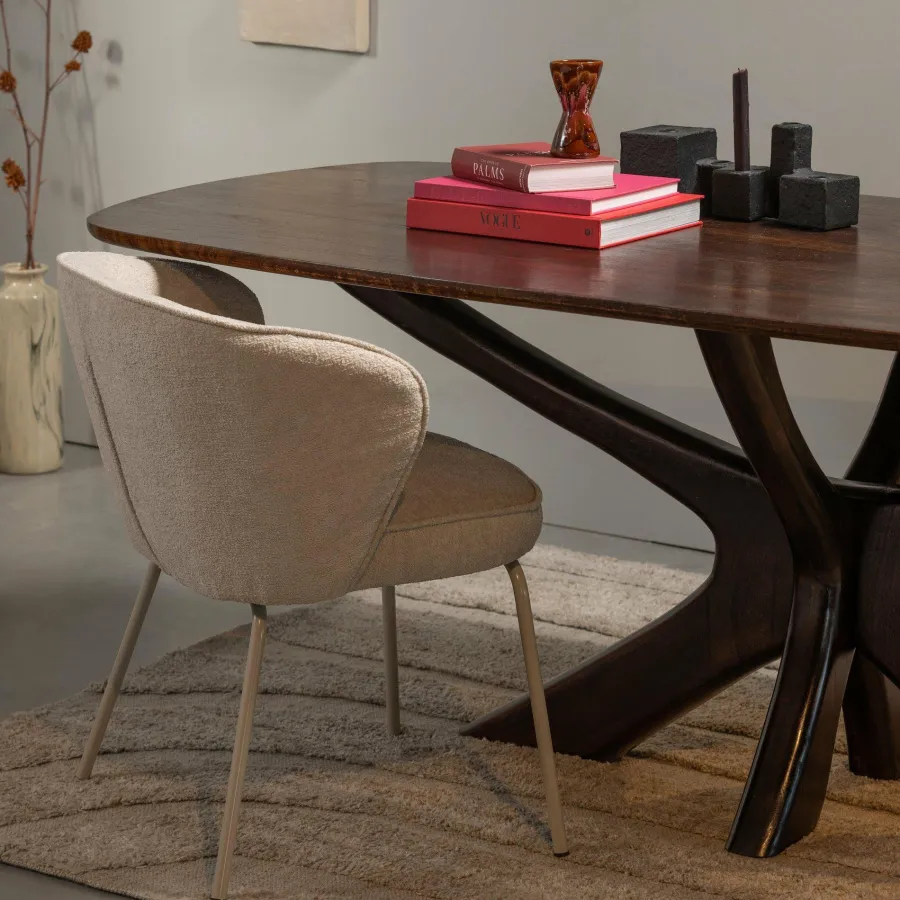 Woood Admit eetkamerstoel wollig geweven pebble New