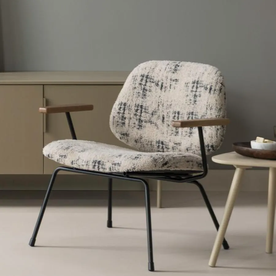 Woood Aure fauteuil chenille beige/zwart Sale