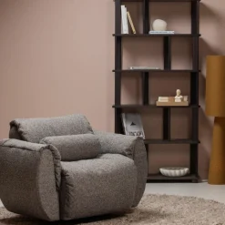 Woood Baggy draaifauteuil geweven stof warmgrijs melange Hot