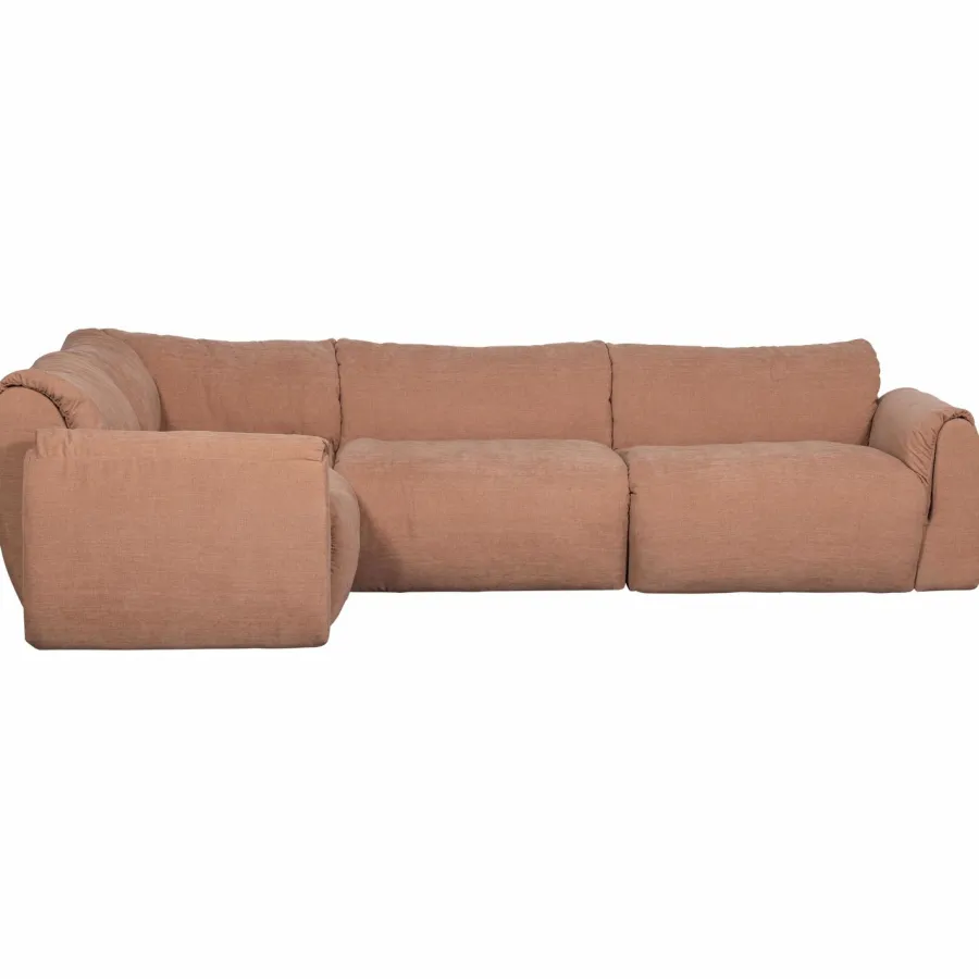 Woood Baggy hoekbank links geweven chenille oud roze Sale