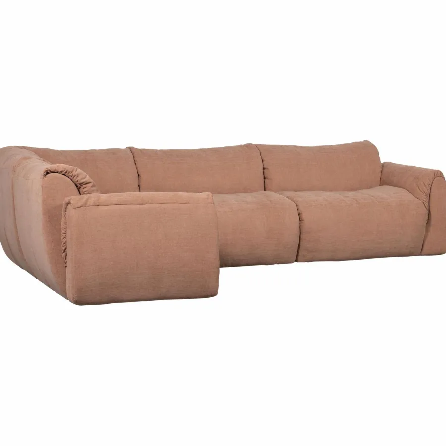 Woood Baggy hoekbank links geweven chenille oud roze Sale