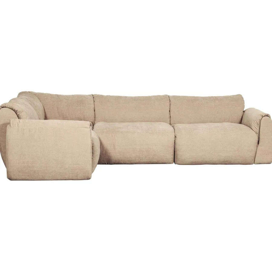 Woood Baggy hoekbank links geweven chenille zand