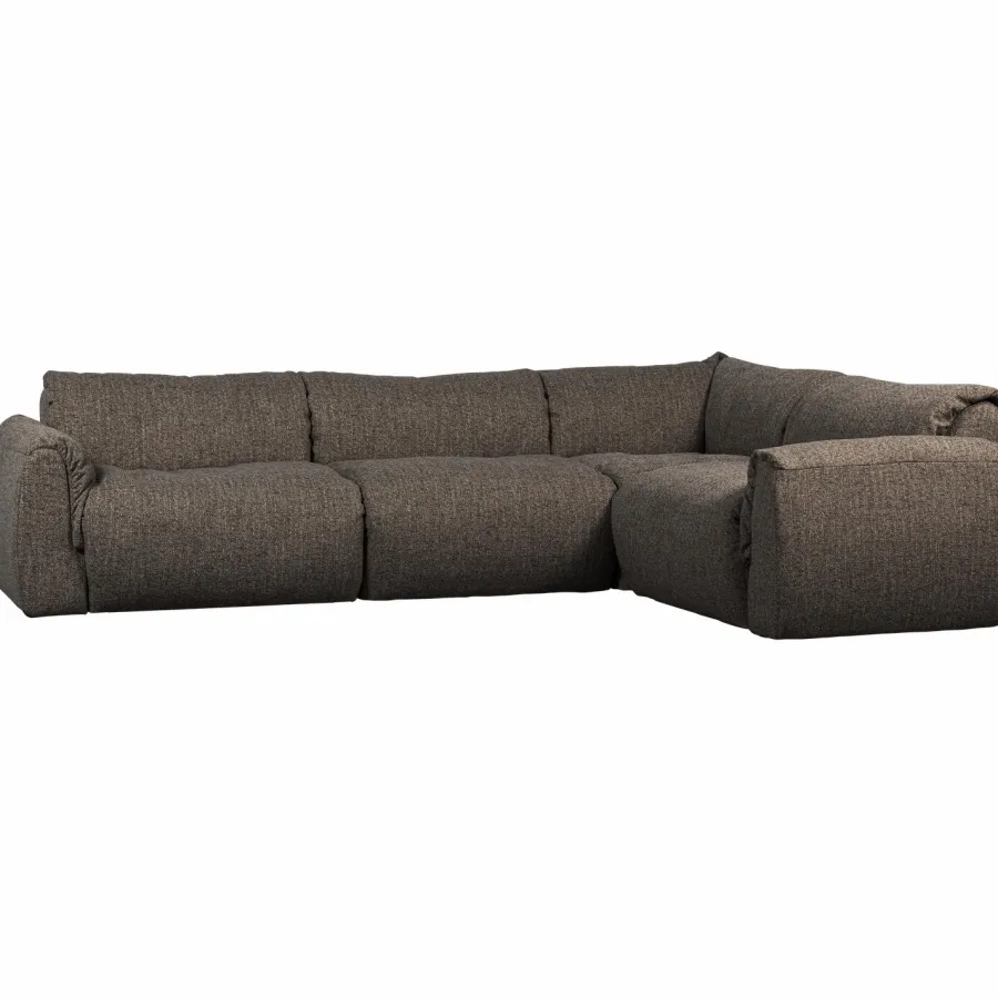 Woood Baggy hoekbank rechts geweven stof warmgrijs melange Outlet