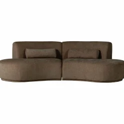 Woood Batavier half ronde bank 4-zits velvet melange bruin Discount