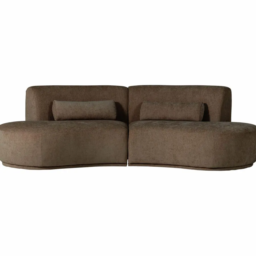 Woood Batavier half ronde bank 4-zits velvet melange bruin Discount