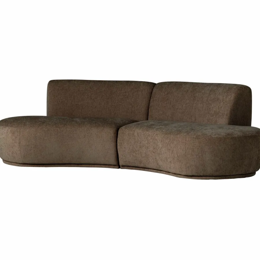 Woood Batavier half ronde bank 4-zits velvet melange bruin Discount