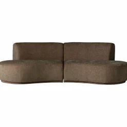 Woood Batavier half ronde bank 4-zits velvet melange bruin Discount