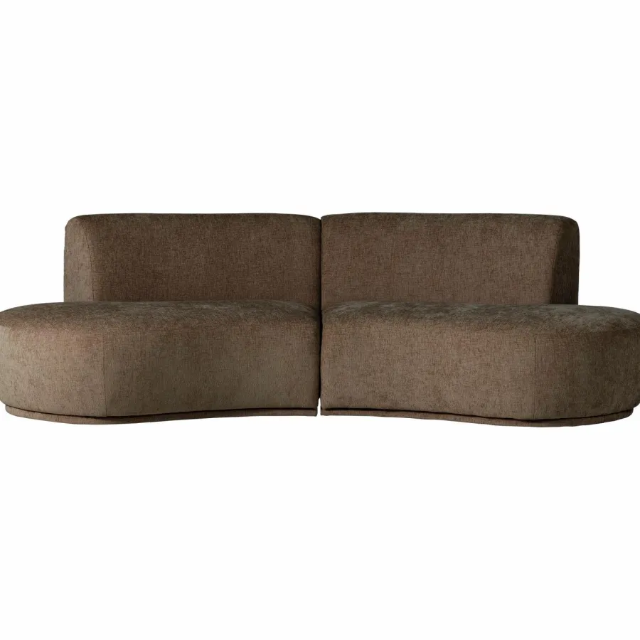 Woood Batavier half ronde bank 4-zits velvet melange bruin Discount