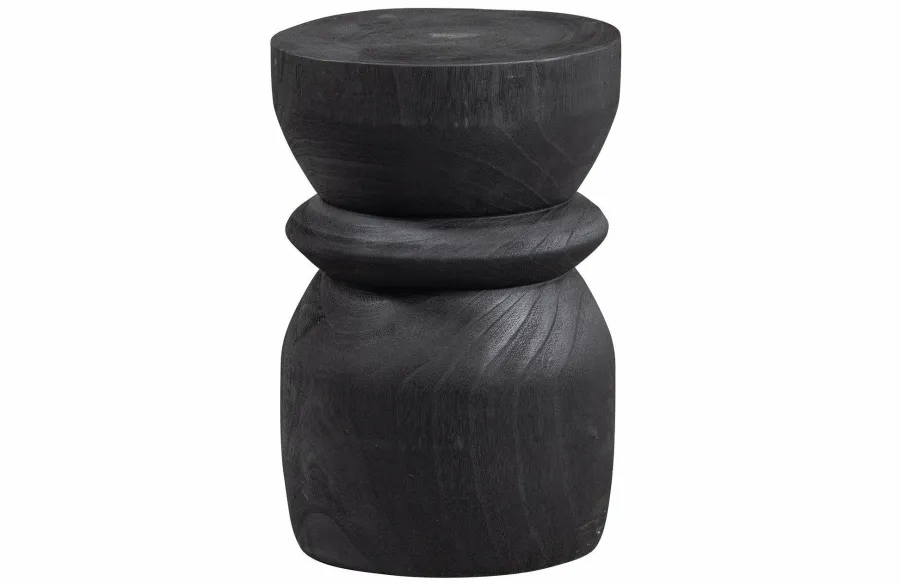Woood Bikkel Kruk Hout Zwart 40xØ28cm Best