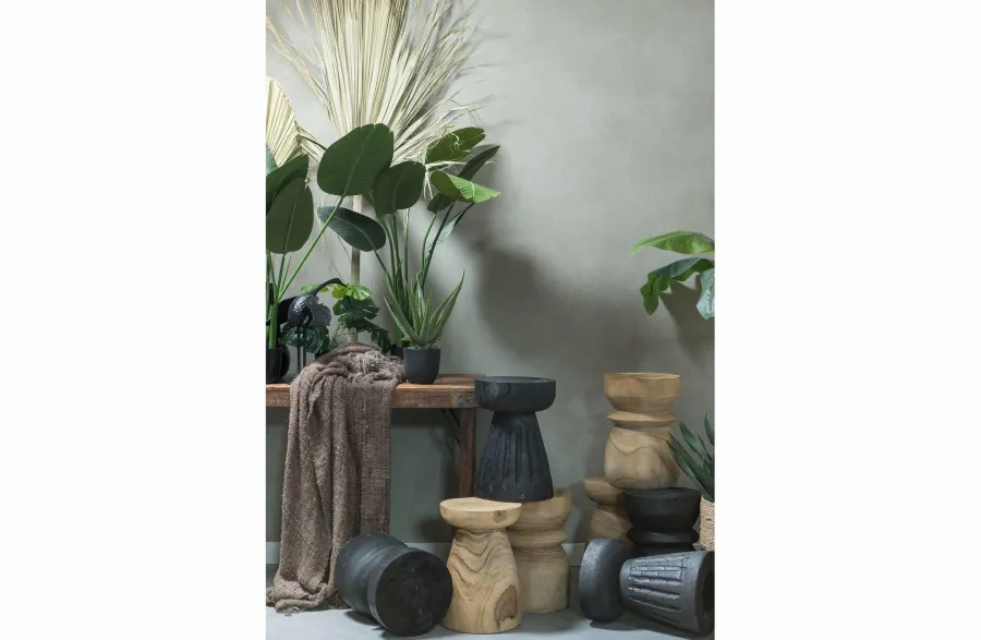 Woood Bikkel Kruk Hout Zwart 40xØ28cm Best