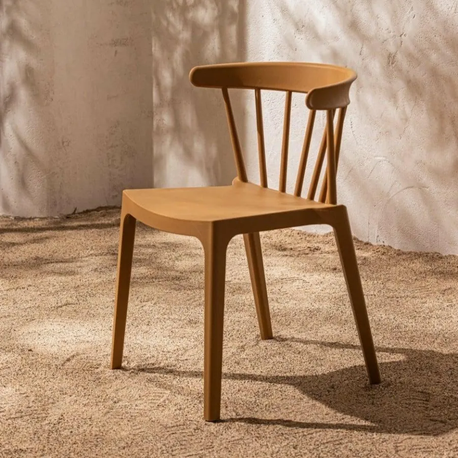 Woood Bliss tuinstoel met spijlen wood fiber caramel melange