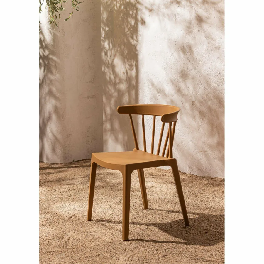 Woood Bliss tuinstoel met spijlen wood fiber caramel melange
