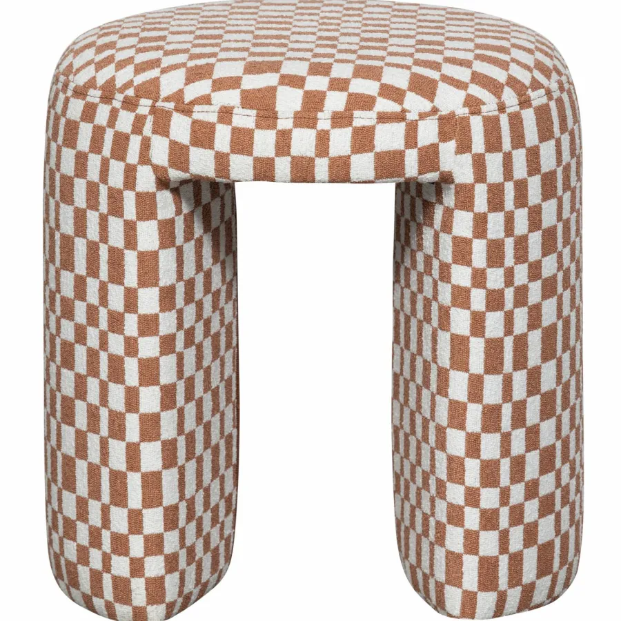 Woood CHARLIE gestoffeerde kruk ruit dessin oranje Discount