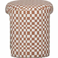 Woood CHARLIE gestoffeerde kruk ruit dessin oranje Discount