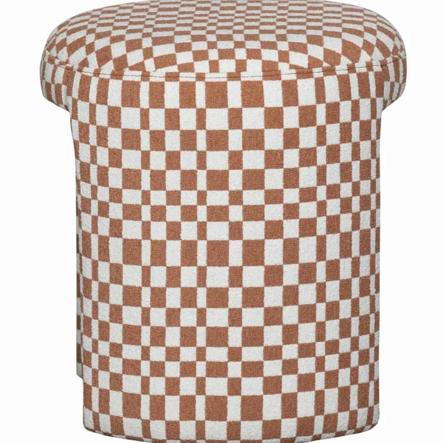 Woood CHARLIE gestoffeerde kruk ruit dessin oranje Discount