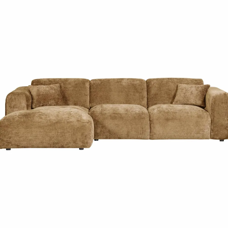Woood CLOUD chaise longue links geweven chenille honinggeel Hot