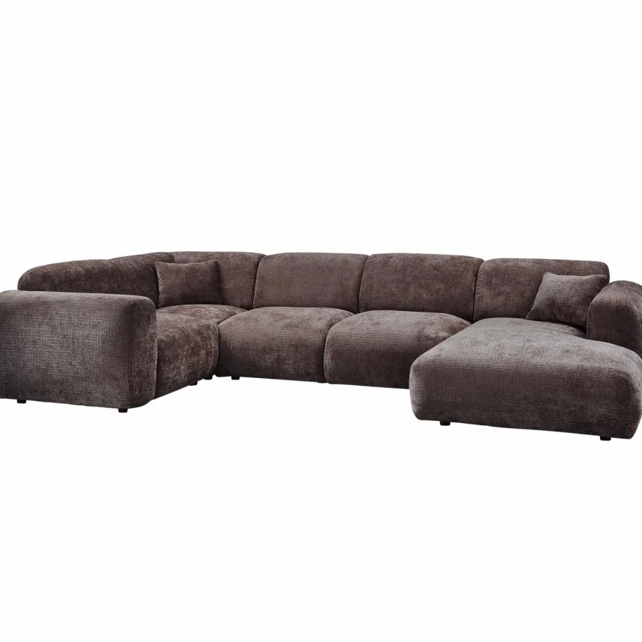 Woood CLOUD hoekbank links geweven chenille warm bruin Clearance