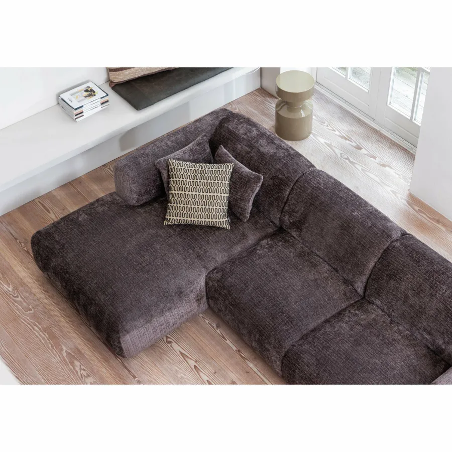 Woood CLOUD hoekbank rechts geweven chenille warm bruin Best