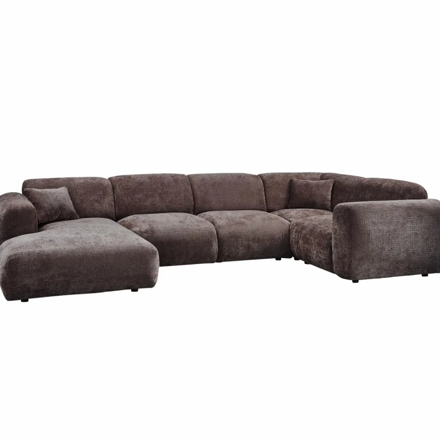 Woood CLOUD hoekbank rechts geweven chenille warm bruin Best