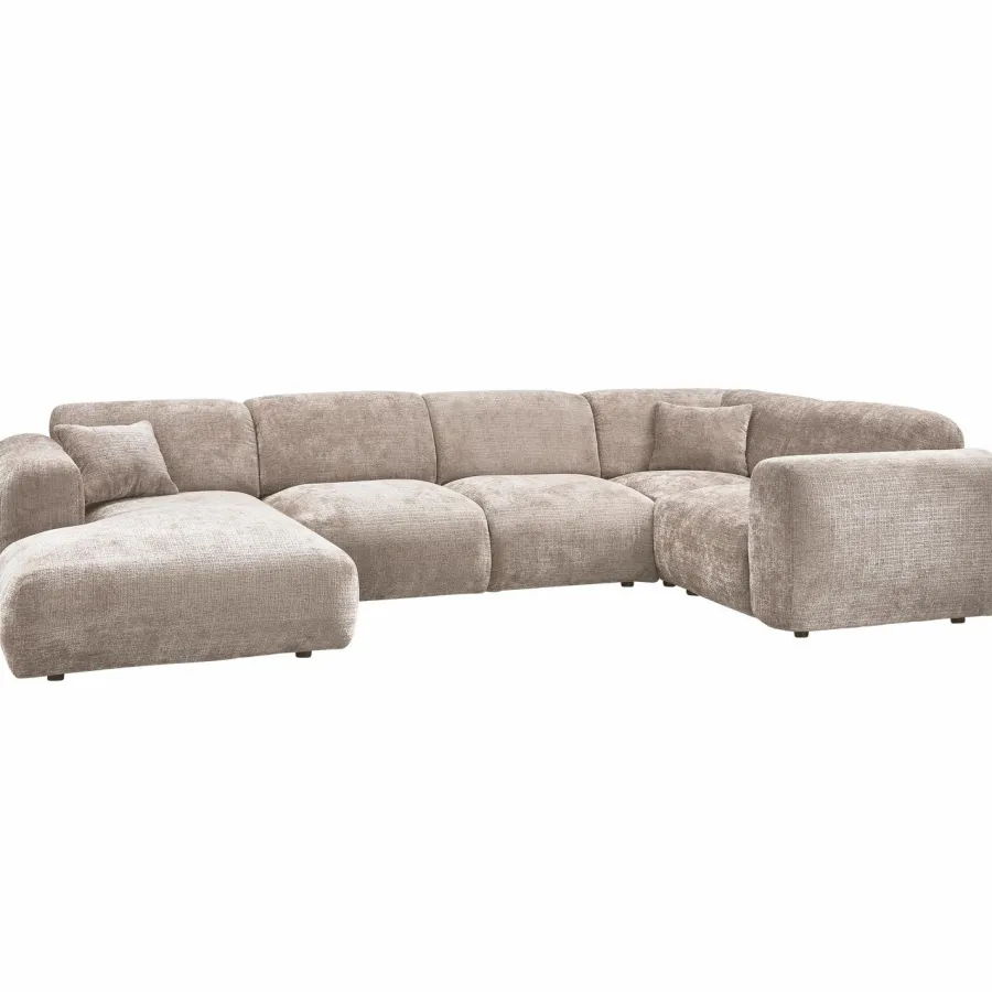 Woood CLOUD hoekbank rechts geweven chenille naturel Discount