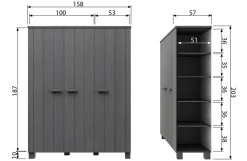 Woood Dennis 3-deurs Kast Grenen Steel Grey Geborsteld [fsc] New
