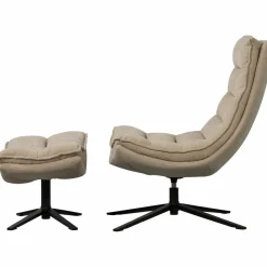 Woood Draaifauteuil Kube met hocker naturel Best