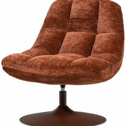 Woood Elvi Draaifauteuil Chenille Structuur Roestbruin New