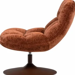Woood Elvi Draaifauteuil Chenille Structuur Roestbruin New