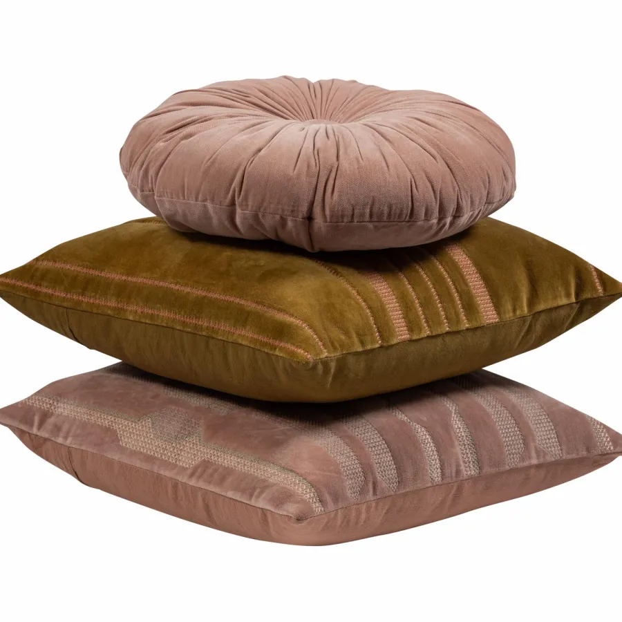 Woood Feis kussens velvet roze/naturel - set van 3 Discount