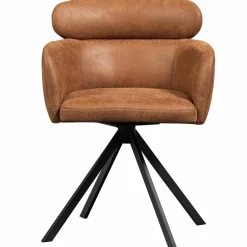 Woood Fenne draaibare eetkamerstoel leerlook cognac Online