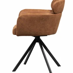 Woood Fenne draaibare eetkamerstoel leerlook cognac Online