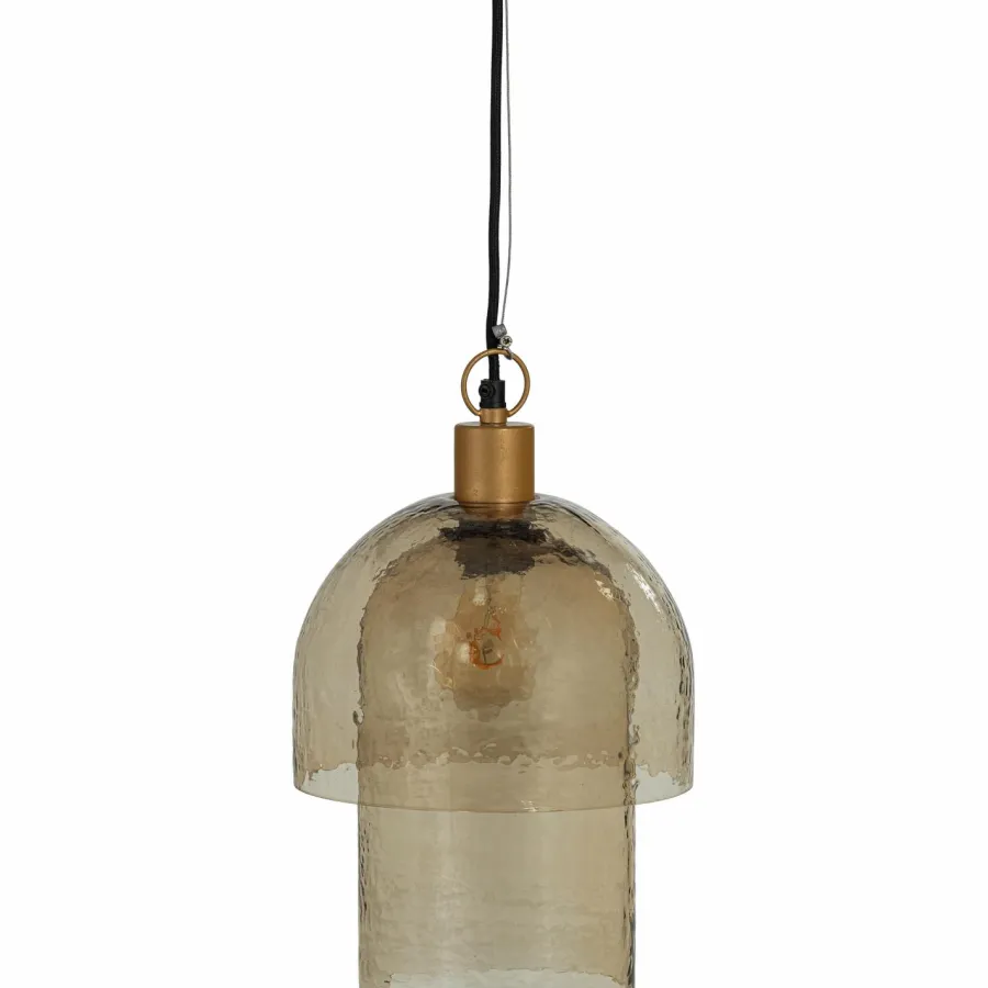 Woood Gigi hanglamp dubbele kap gehamerd glas naturel Sale