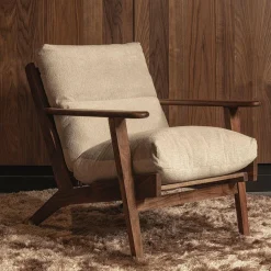 Woood Houston fauteuil bouclé/hout naturel Clearance