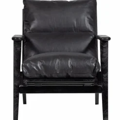 Woood Houston fauteuil echt leer zwart Sale