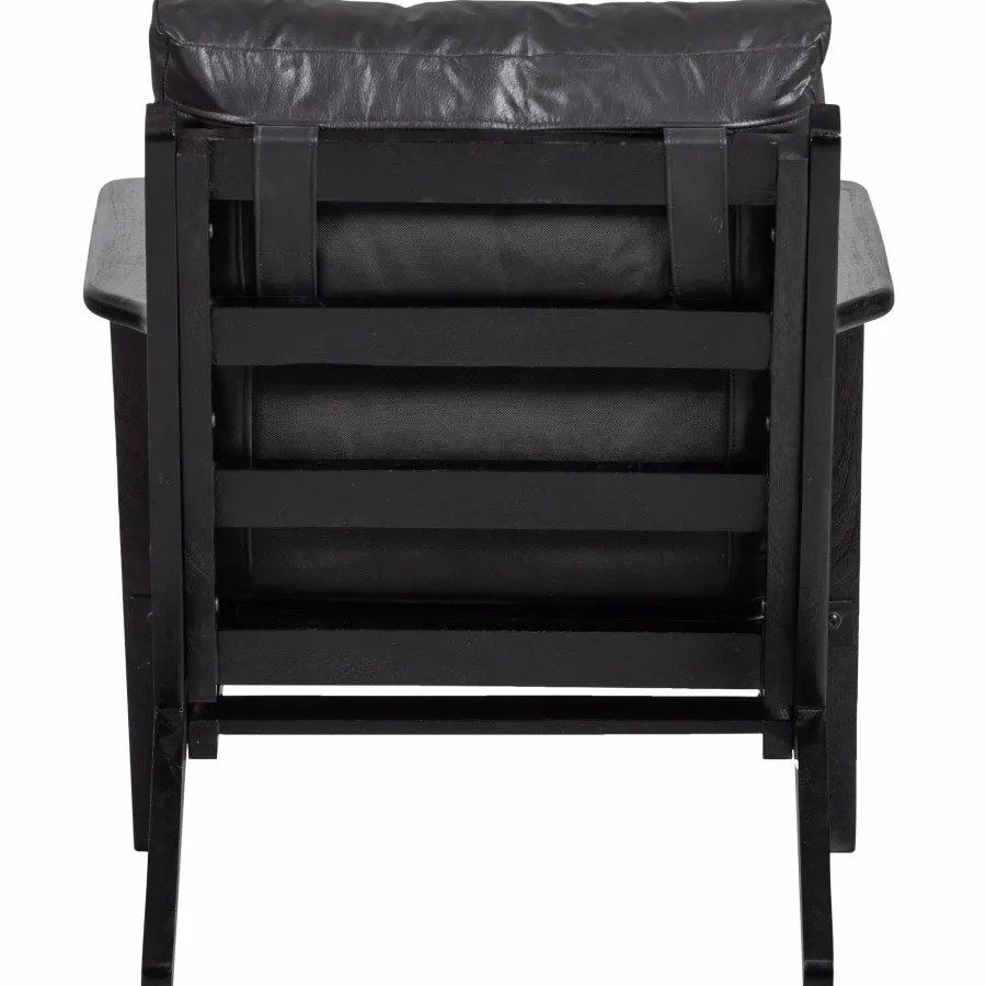 Woood Houston fauteuil echt leer zwart Sale