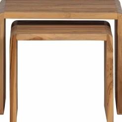 Woood Jasmijn Bijzettafel Recycled Teak Naturel - Set Van 2 Sale