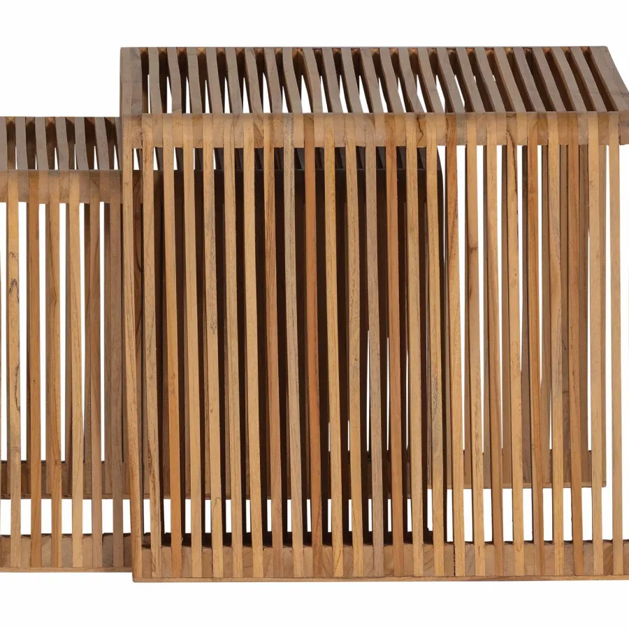 Woood Jasmijn Bijzettafel Recycled Teak Naturel - Set Van 2 Sale