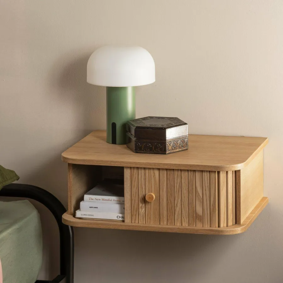 Woood Jena hangend nachtkastje links/rechts hout naturel Discount