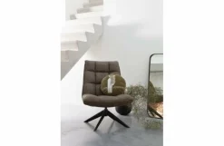 Woood Jouke draaifauteuil kunstleer - Groen en Cognac New