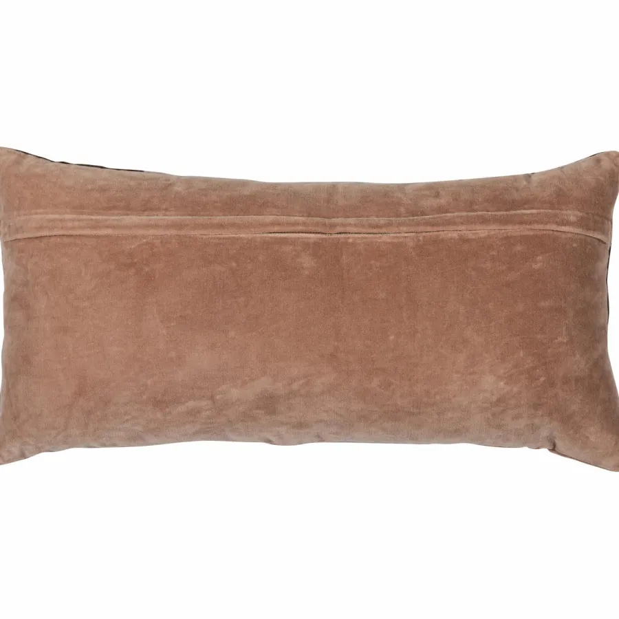 Woood Laon kussens velvet naturel/blauw - set van 3 Outlet