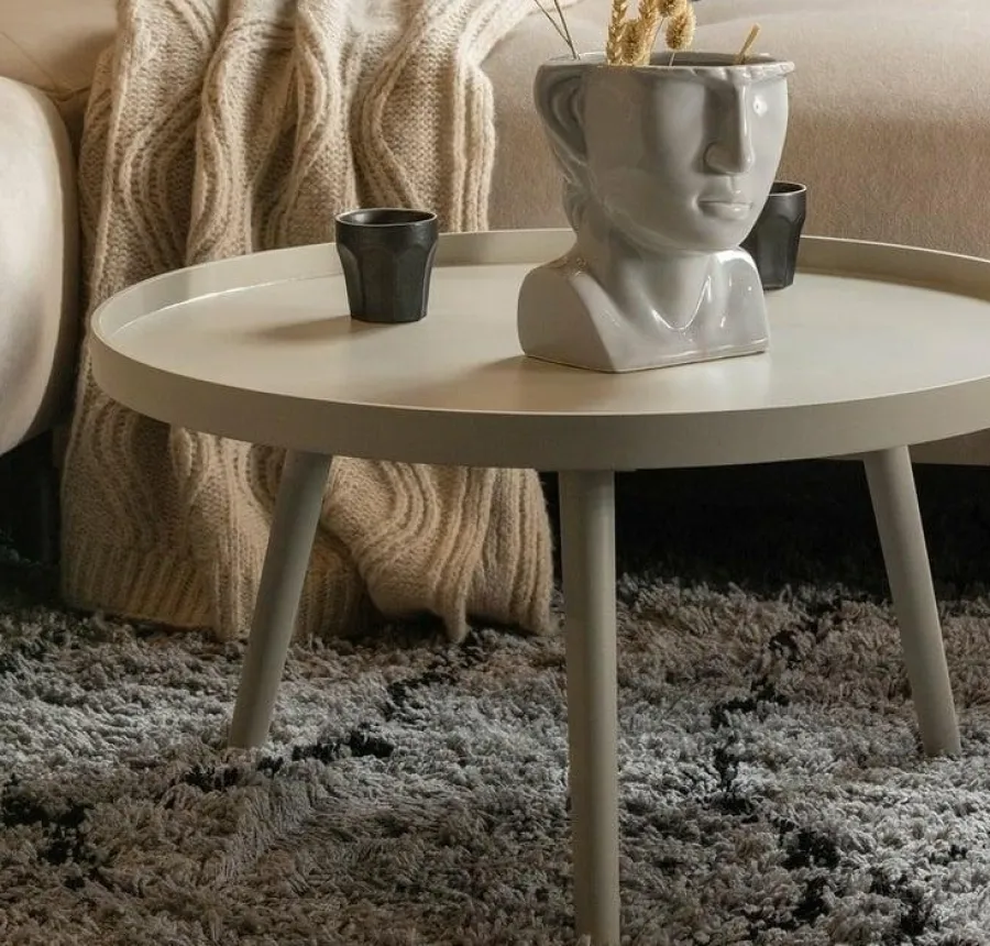 Woood Mesa Bijzettafel L Hout Antique Beige 34 X Ø 60 Discount