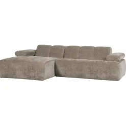 Woood Mojo Chaise Longue Bank Links Geweven Ribstof Donkerzand Clearance