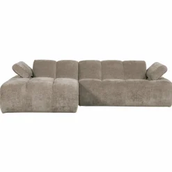Woood Mojo Chaise Longue Bank Links Geweven Ribstof Donkerzand Clearance