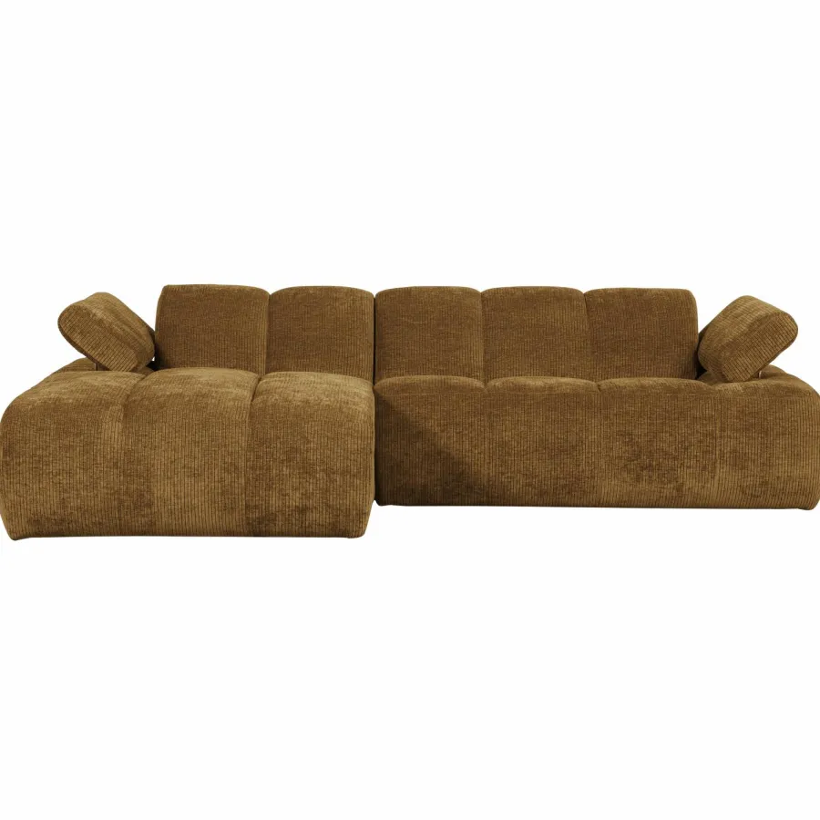 Woood Mojo Chaise Longue Bank Links Geweven Ribstof Honinggeel Sale